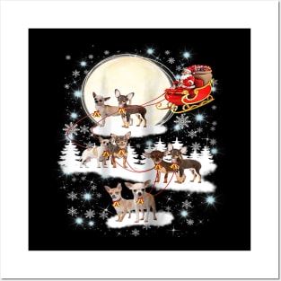 Cute Chihuahua Xmas Chihuahua Sled Santa Dog Posters and Art